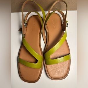Madewell Lime Green Flat Leather Strapped Sandals Size 8 NWOT